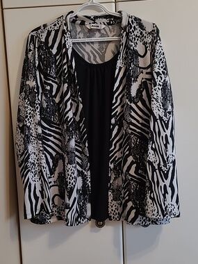 Alia Animal Print Top With Attached Cardigan
